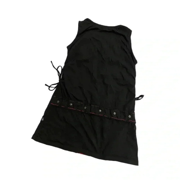 Leopards & Roses Made In Nepal Black Red Mini Sleeveless Dress Size Medium - Picture 11 of 15